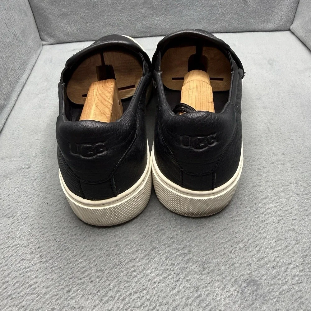 UGG Jass Men's Size 10 Black Leather Slip-On Sneakers Casual Shoes